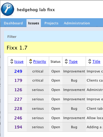 Issues tab